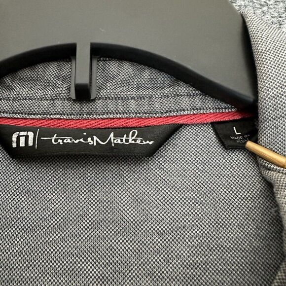 Travis Mathew Polo Shirt Mens Large Gray Golf Striped Short Sleeve Pima Cotton - Picture 2 of 9